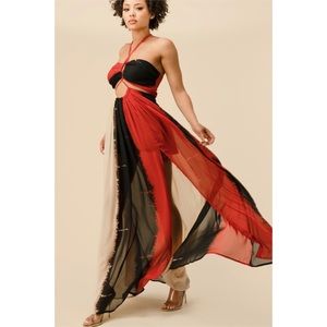 ✨HOST PICK✨ Color Block Halter Top Maxi Dress 💃🏾